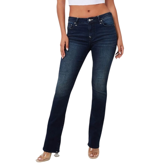 True Religion Women's Indigo Straight Leg Jeans Mid Rise Skinny Size 28 - Picture 1 of 7